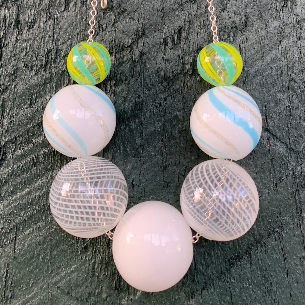 Sterling & Hand Blown Glass Bubble Bead Necklace.